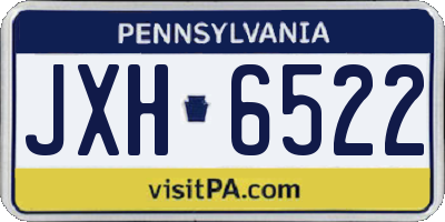 PA license plate JXH6522