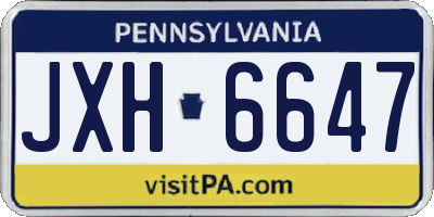 PA license plate JXH6647