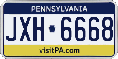 PA license plate JXH6668