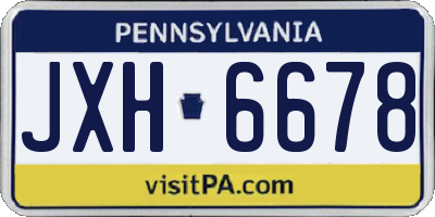 PA license plate JXH6678