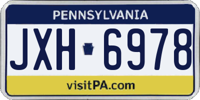 PA license plate JXH6978