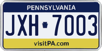 PA license plate JXH7003