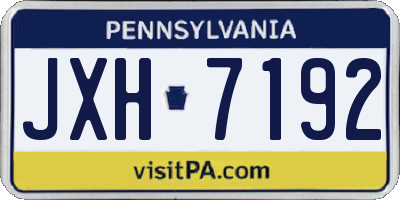 PA license plate JXH7192