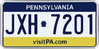 PA license plate JXH7201