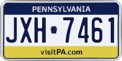 PA license plate JXH7461