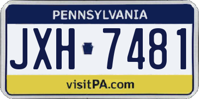 PA license plate JXH7481