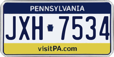 PA license plate JXH7534