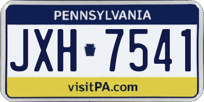 PA license plate JXH7541
