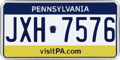 PA license plate JXH7576