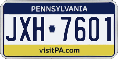PA license plate JXH7601