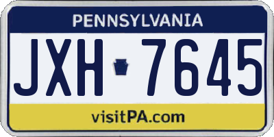 PA license plate JXH7645