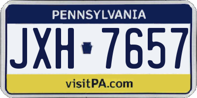 PA license plate JXH7657