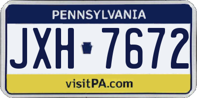 PA license plate JXH7672