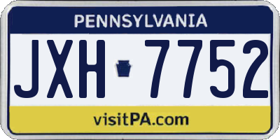 PA license plate JXH7752