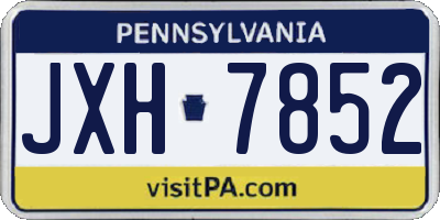 PA license plate JXH7852