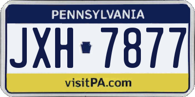 PA license plate JXH7877