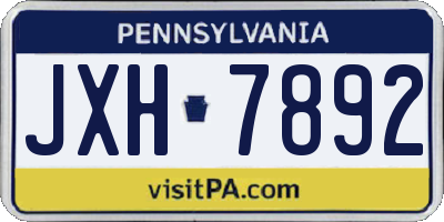 PA license plate JXH7892