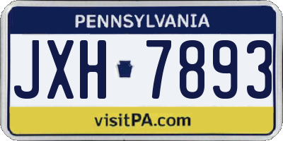 PA license plate JXH7893