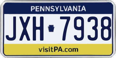 PA license plate JXH7938