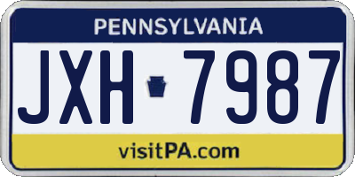 PA license plate JXH7987