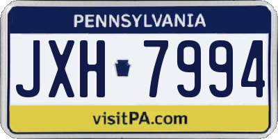 PA license plate JXH7994