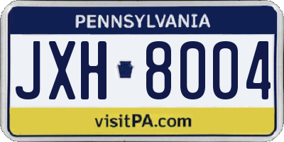 PA license plate JXH8004