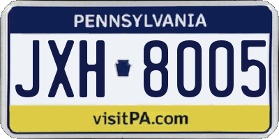PA license plate JXH8005