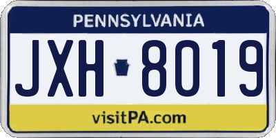 PA license plate JXH8019