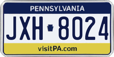 PA license plate JXH8024