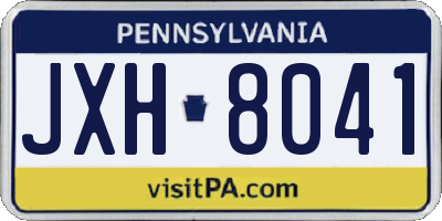 PA license plate JXH8041