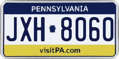 PA license plate JXH8060
