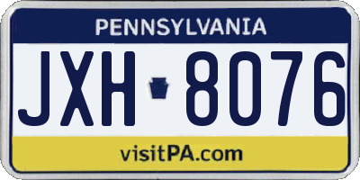 PA license plate JXH8076