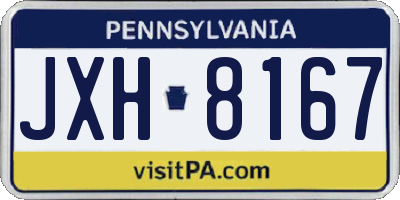 PA license plate JXH8167
