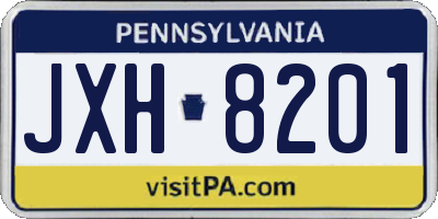 PA license plate JXH8201