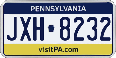 PA license plate JXH8232