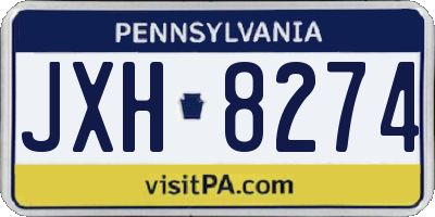 PA license plate JXH8274