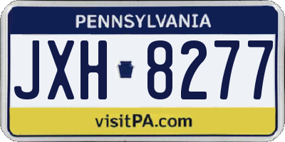 PA license plate JXH8277