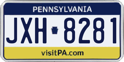 PA license plate JXH8281