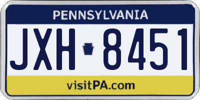 PA license plate JXH8451