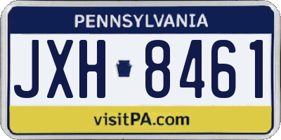 PA license plate JXH8461