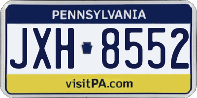 PA license plate JXH8552
