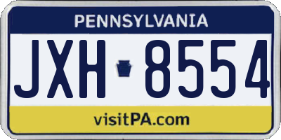 PA license plate JXH8554