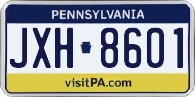 PA license plate JXH8601