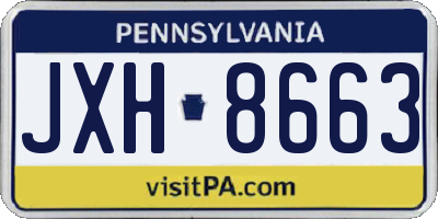 PA license plate JXH8663