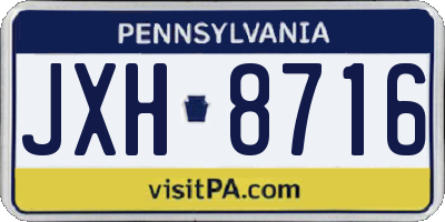 PA license plate JXH8716
