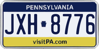 PA license plate JXH8776