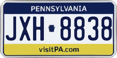PA license plate JXH8838