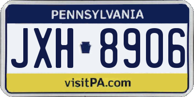 PA license plate JXH8906