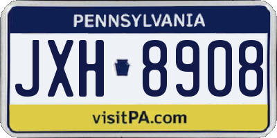 PA license plate JXH8908
