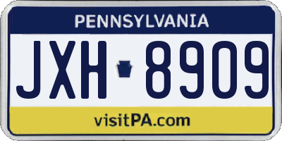 PA license plate JXH8909
